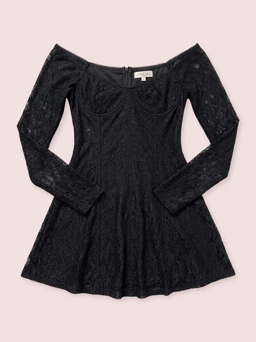 NWT LA Hearts Black Lace Long-Sleeve Off-Shoulder Dress